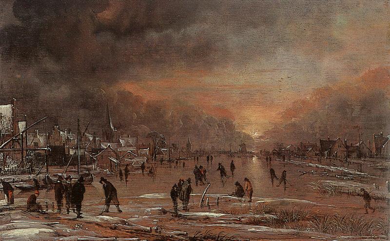 Aert van der Neer Sports on a Frozen River oil painting image